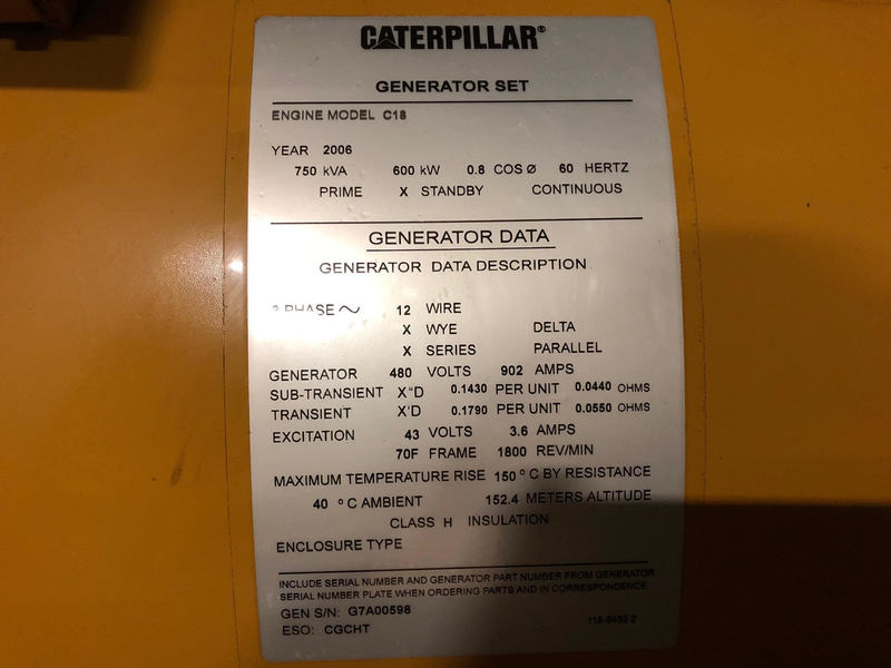 Used Caterpillar C18 Diesel Generator, 79 Hrs