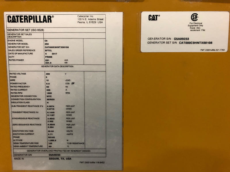 New Caterpillar C9 Diesel Generator 0 Hrs EPA Tier 3