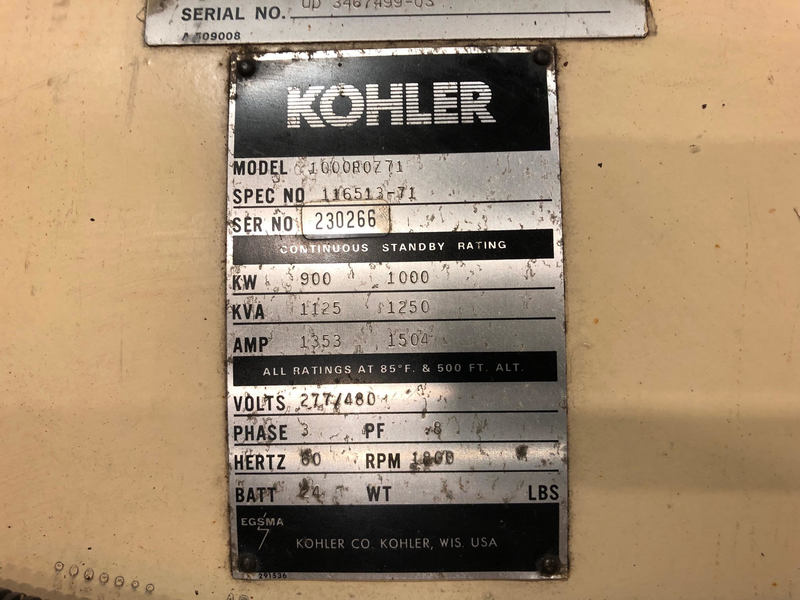 Used Cummins 1000R0Z71 Diesel Generator, 2247 Hrs