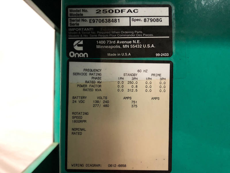 Used Cummins LTA10-G1 Diesel Generator, 195 Hrs