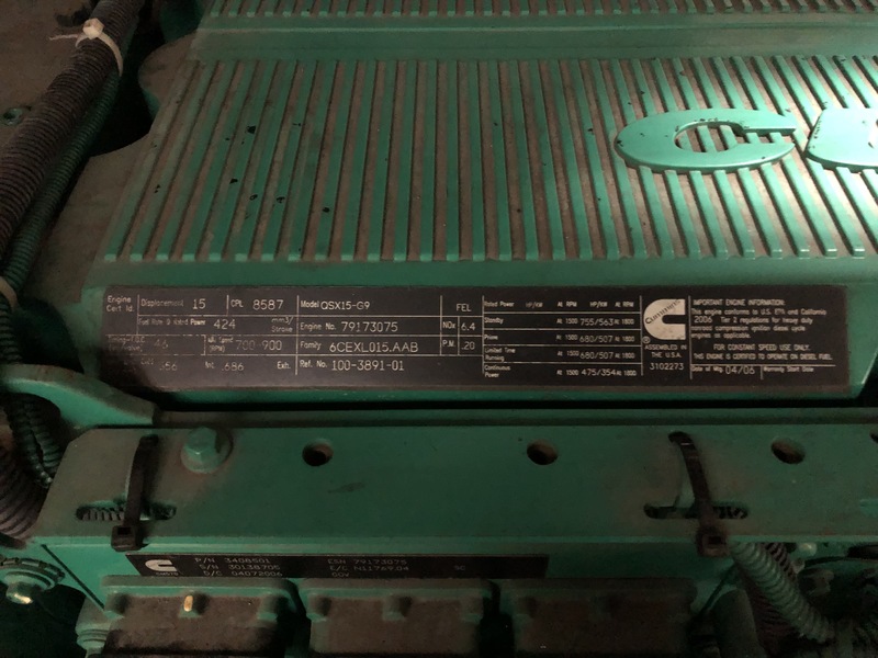 Used Cummins DFEK Diesel Generator 265 Hrs, EPA Tier 2, UL 2085 sub-base fuel tank
