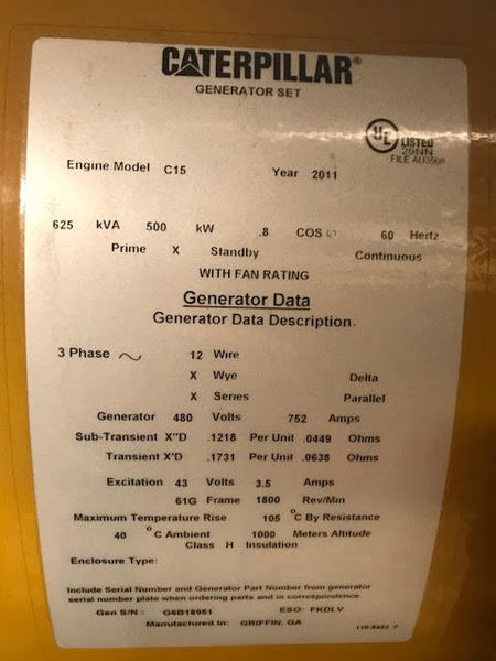 Caterpillar C15 Diesel Generator 105 Hrs EPA Tier 2