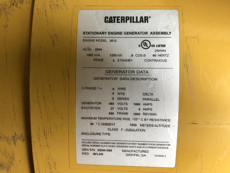 Used Caterpillar 3512MUI Diesel Generator, 255 Hrs