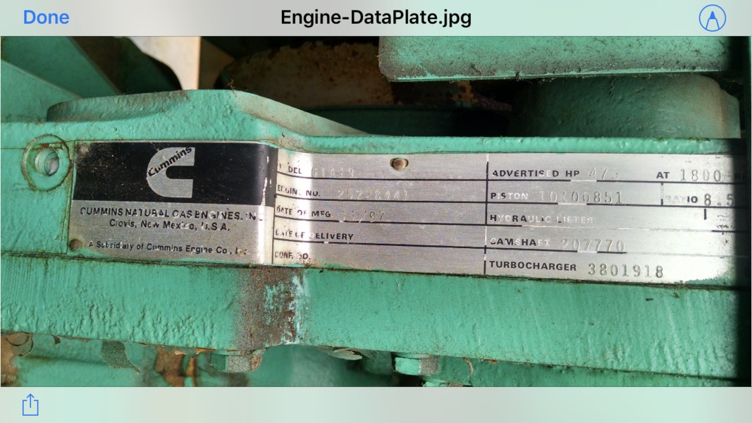 Used Cummins GTA19 Natural Gas Generator, 726 Hrs