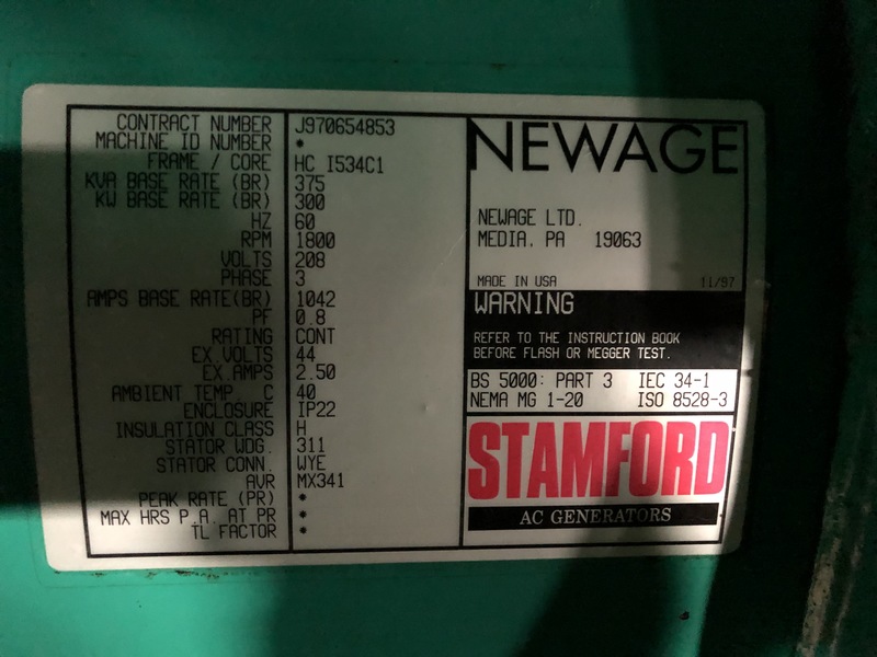 Used Cummins GTA19 Natural Gas Generator, 726 Hrs