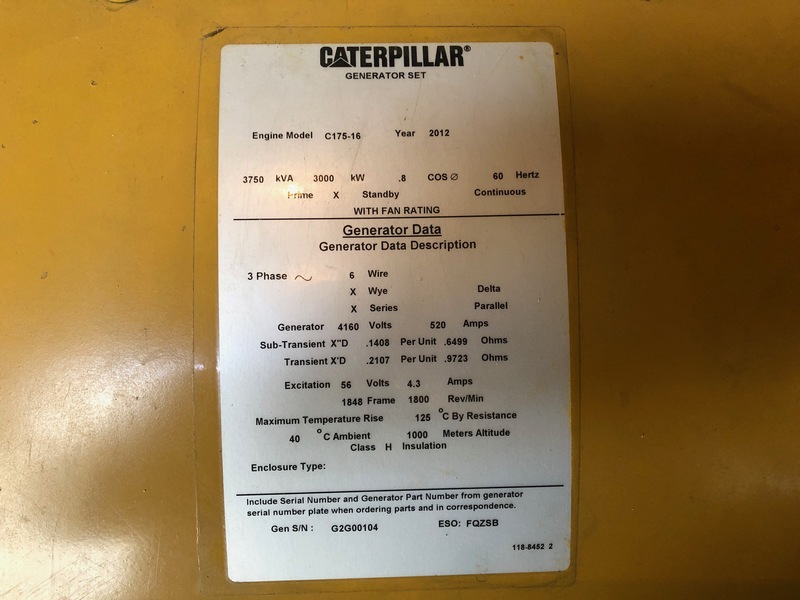 Used Caterpillar C175 Diesel Generator 152 Hrs EPA Tier 2