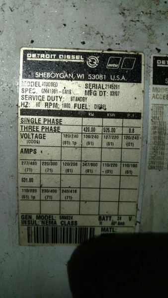 Used Detroit Diesel 400DSED Diesel Generator 62 Hrs EPA Tier 3