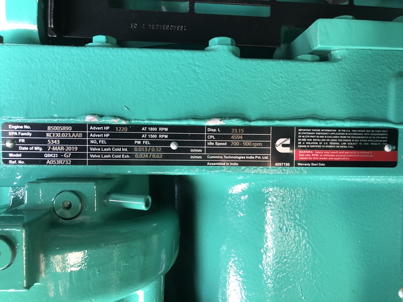 New Cummins DQCC QSK23-G7 NR2 Diesel Generator, EPA Tier 2