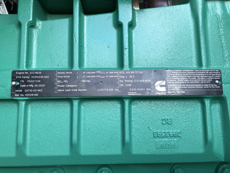 New Cummins DQFAD QST30-G5 NR2 Diesel Generator, EPA Tier 2