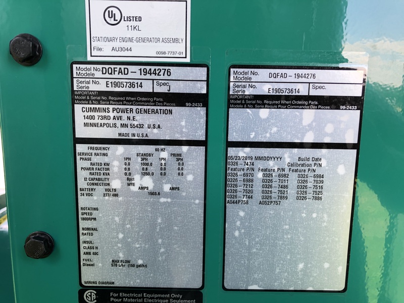 New Cummins DQFAD QST30-G5 NR2 Diesel Generator, EPA Tier 2