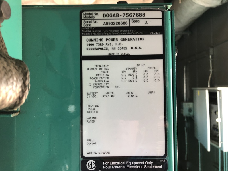 Used Cummins DQGAB Diesel Generator, 198 Hrs, EPA Tier 2