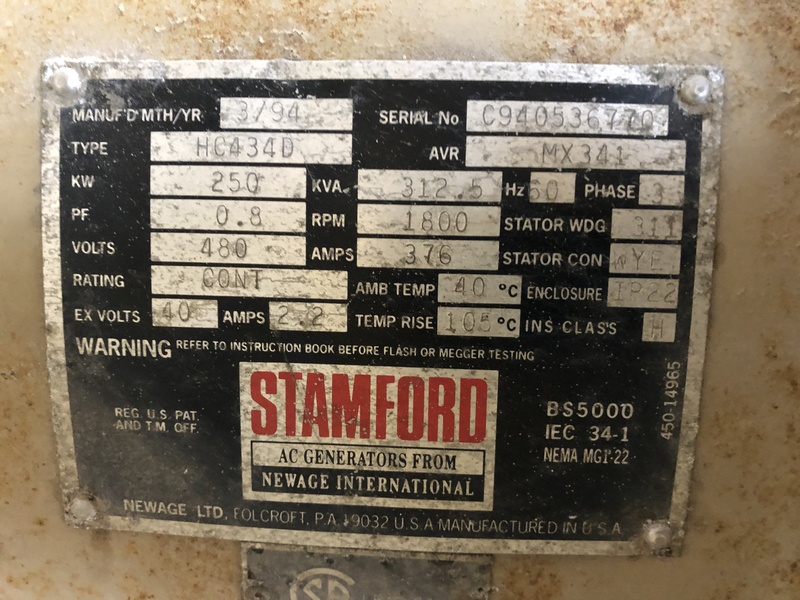 Used Cummins GTA855B Natural Gas Generator, 605 Hrs