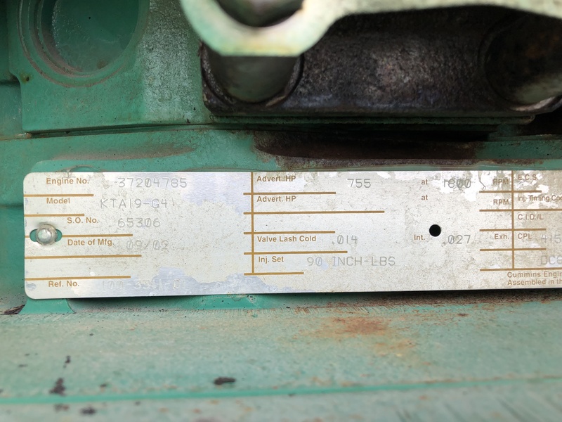 Used Cummins DFED KTA19-G4 Diesel Generator, 70 Hrs