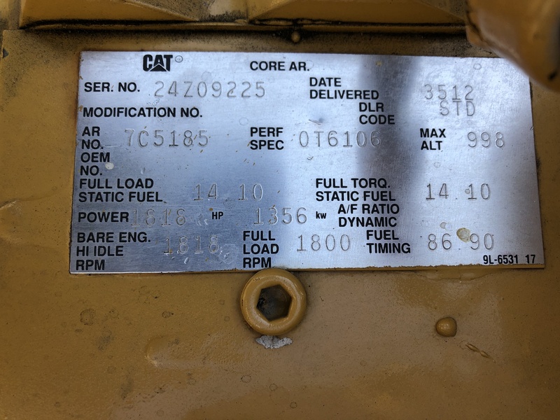 Used Caterpillar 3512 Diesel Generator, 370 Hrs