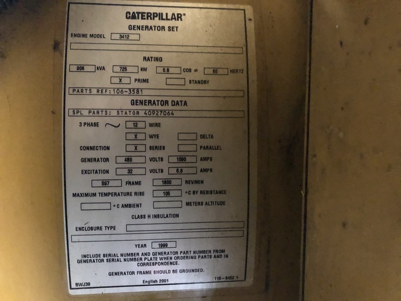 Used Caterpillar 3412 Portable Diesel Generator 7707 Hrs
