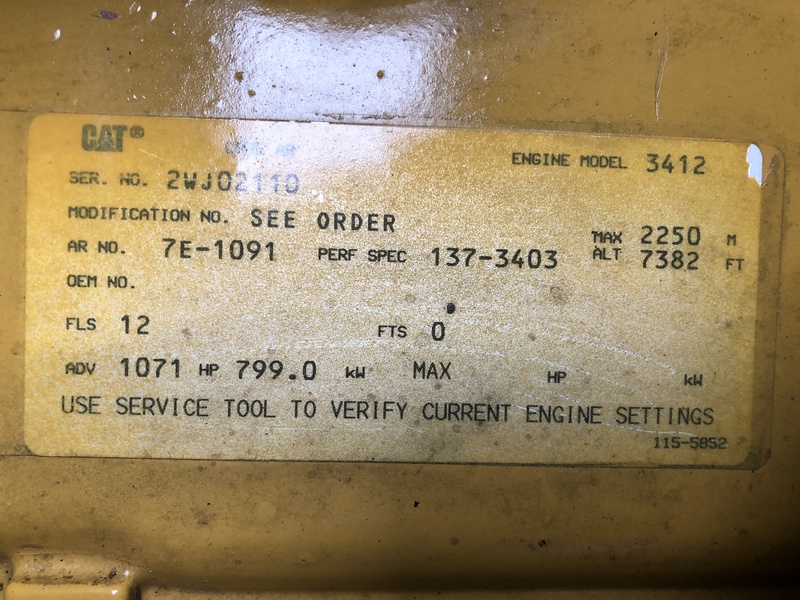 Used Caterpillar 3412 Portable Diesel Generator 7707 Hrs