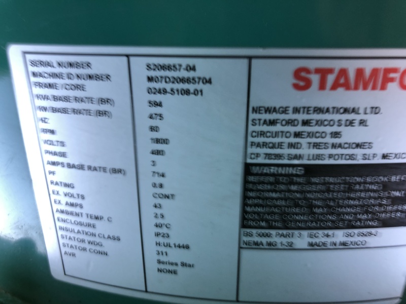 Used Cummins DFEH QSX15-G9 NR2 Diesel Generator 235 Hrs EPA Tier 2