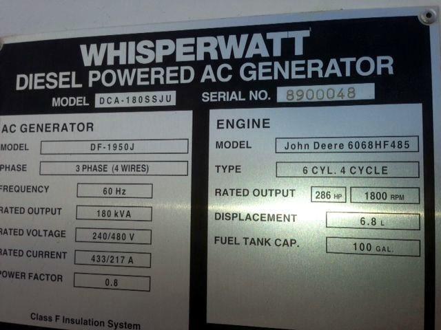 Used Multiquip DCA-180SSJU Rental Grade Diesel Generator, 9700 hrs