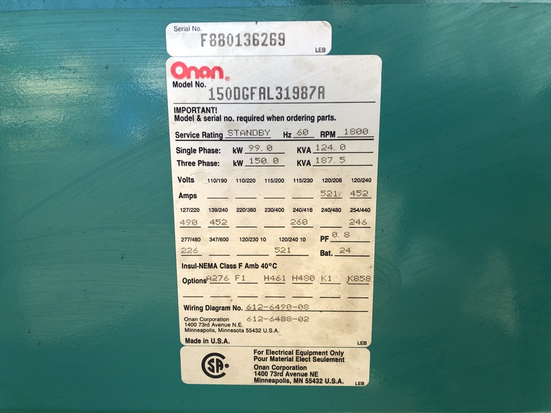 Used Cummins DGFAL Diesel Generator, 986 Hrs