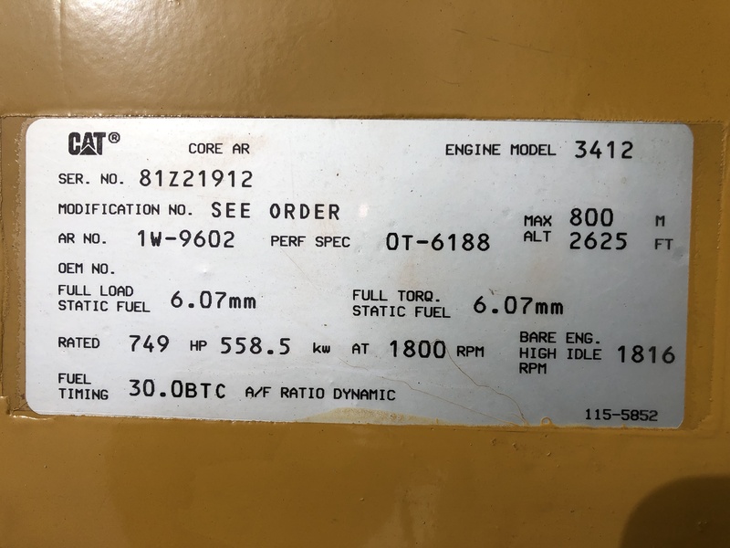 Used Caterpillar 3412 Diesel Generator, 349 Hrs