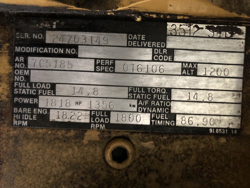 Used Caterpillar 3512 Diesel Generator, 1043 Hrs
