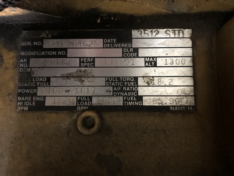 Used Caterpillar 3512 Diesel Generator, 1049 Hrs