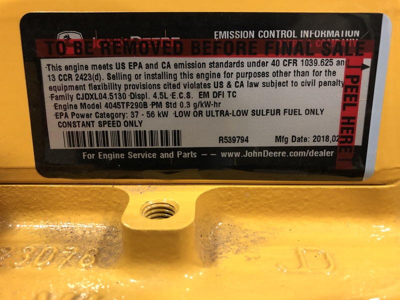 New Multitek MG40 John Deere 4045TF285 Diesel Generator, EPA Tier 3 TPEM Flex