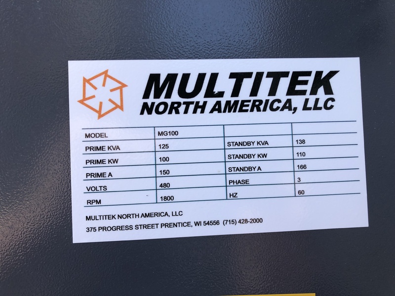 New Multitek MG100 Rental Grade Diesel Generator EPA Tier 3 Flex and CARB Certified