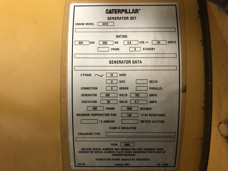 Used Caterpillar 3412 Diesel Generator, 468 Hrs