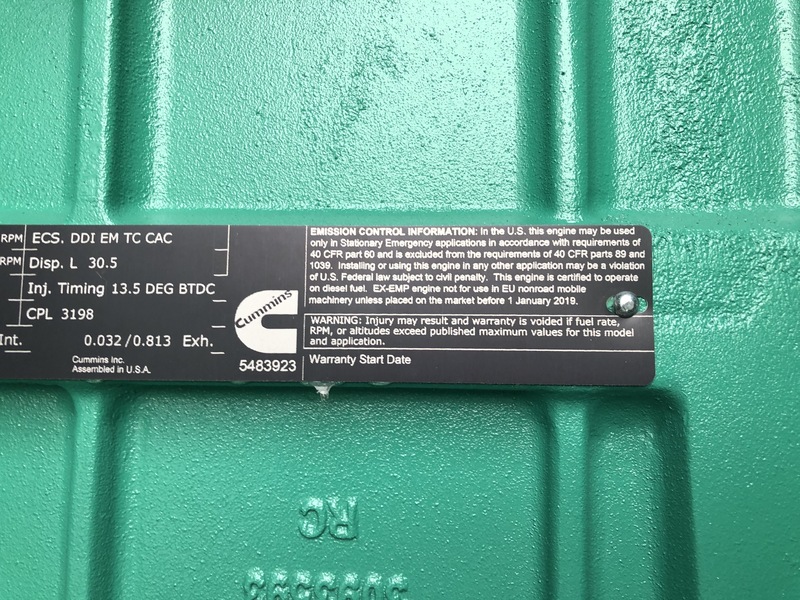 New Cummins DQFAD QST30-G5 NR2 Diesel Generator, EPA Tier 2