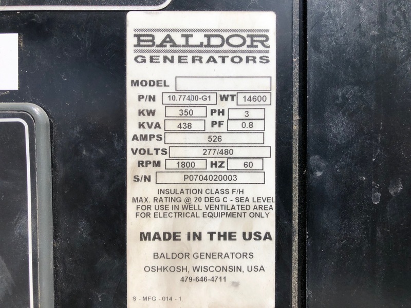 Used Baldor 350 kW Rental Grade Diesel Generator, 4011 Hrs, EPA Tier 3