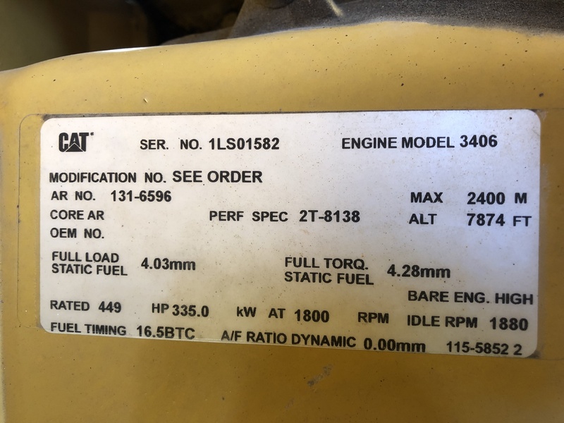 Used Caterpillar 3406 Portable Diesel Generator, 237 Hrs
