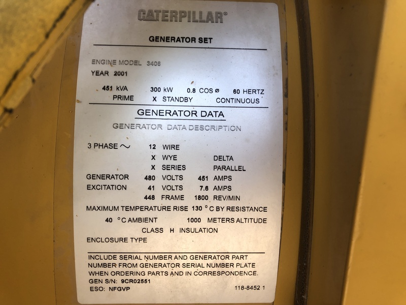 Used Caterpillar 3406 Portable Diesel Generator, 237 Hrs