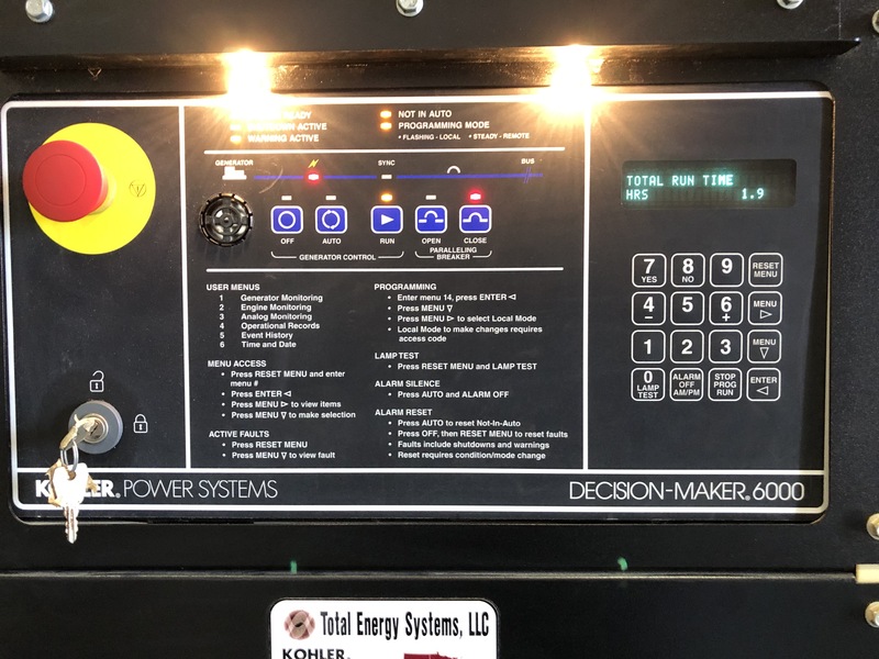 Used Kohler 400REZXB Natural Gas Generator, 1.9 Hrs, EPA Certified