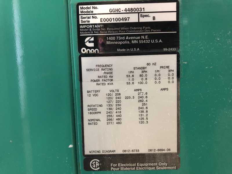 Used Cummins GGHC Natural Gas Generator, 468 Hrs