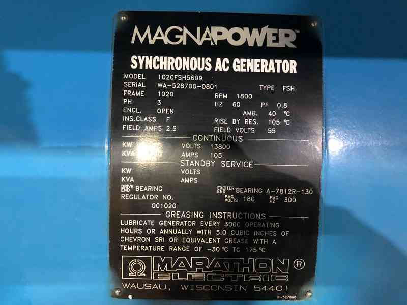 Used Cummins QSK60-G6 Diesel Generator 13800V 935 Hrs