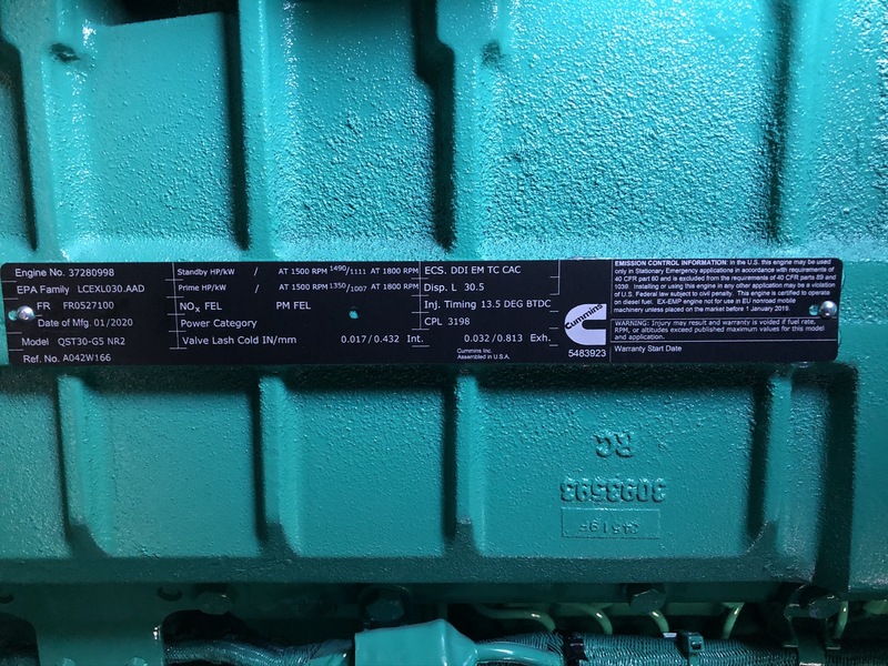 New Cummins DQFAD QST30-G5 NR2 Diesel Generator, EPA Tier 2