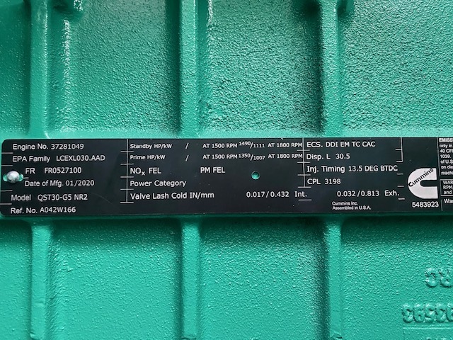 New Cummins DQFAD QST30-G5 NR2 Diesel Generator, EPA Tier 2