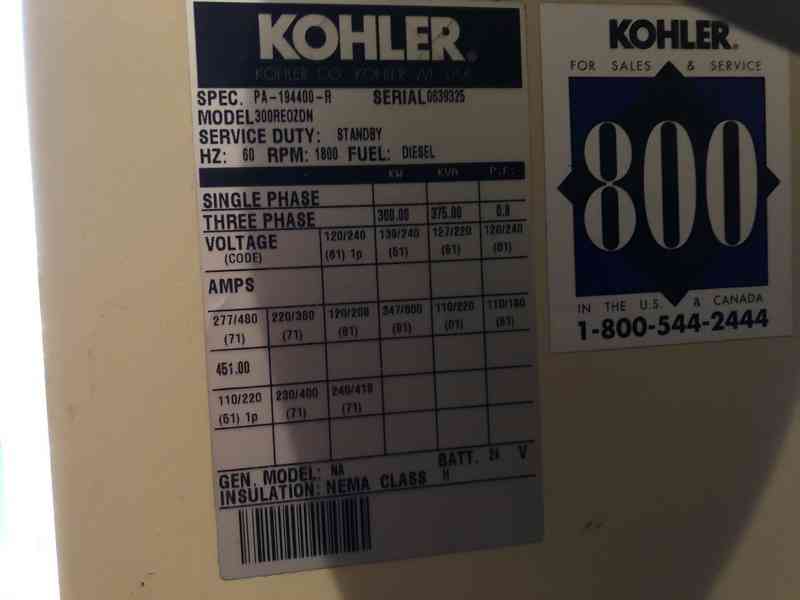 Used Kohler 300REOZDN Portable Rental Grade Diesel Generator 3525 Hrs