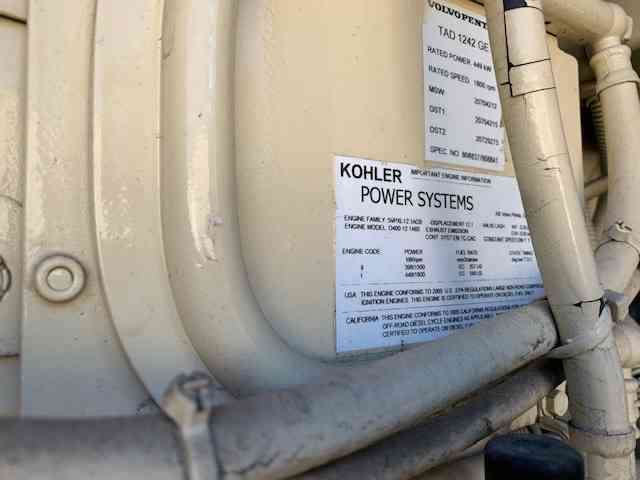 Used Kohler 400REOZV Diesel Generator, 504 Hrs
