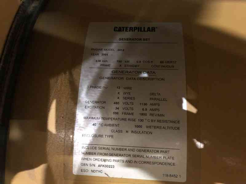 Used Caterpillar 3412 Diesel Generator 522 Hrs
