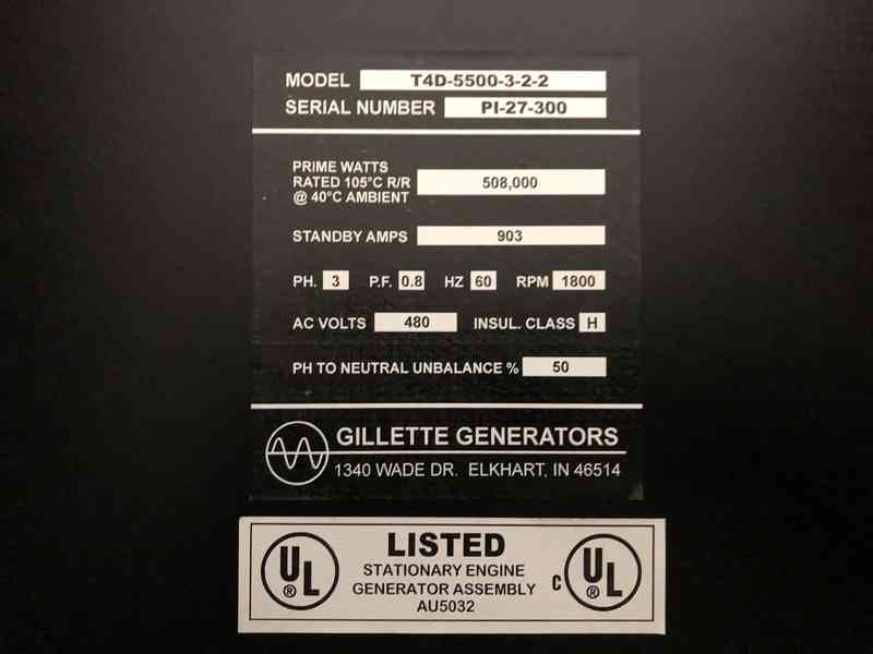 Used Gillette T4D-5500 Volvo TWD1672GE  Diesel Generator, 26 Hrs, EPA Tier 4 Final