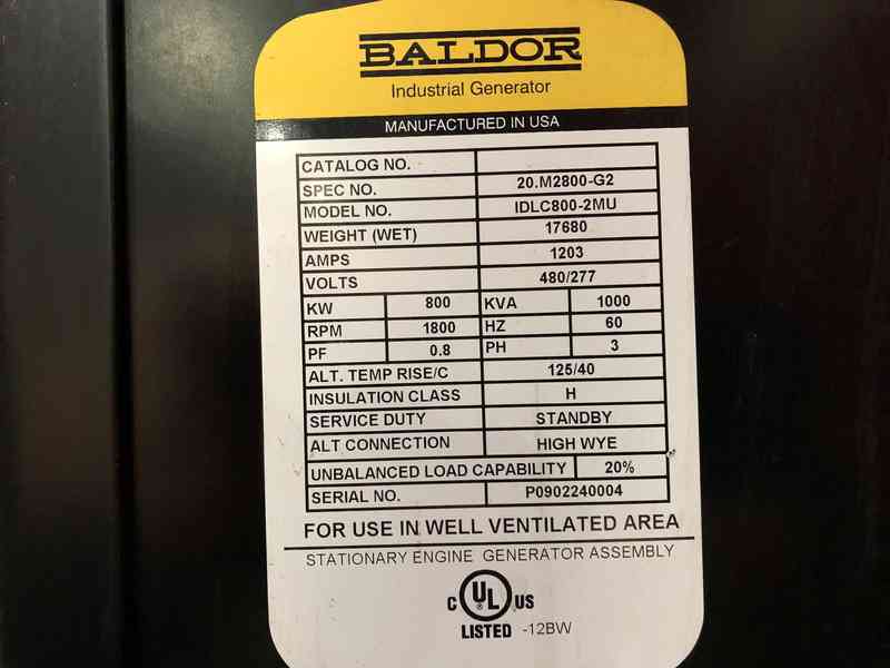 Used Baldor IDLC800-2MU Diesel Generator, 29 hrs, EPA Tier 2