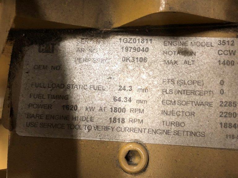 Used Caterpillar 3512B Diesel Generator | 494 Hrs | 1500 KW | 0 Price ...