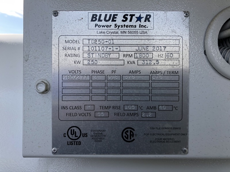 Used Blue Star Power Systems TD250 Diesel Generator, 25 Hrs, EPA Tier 3