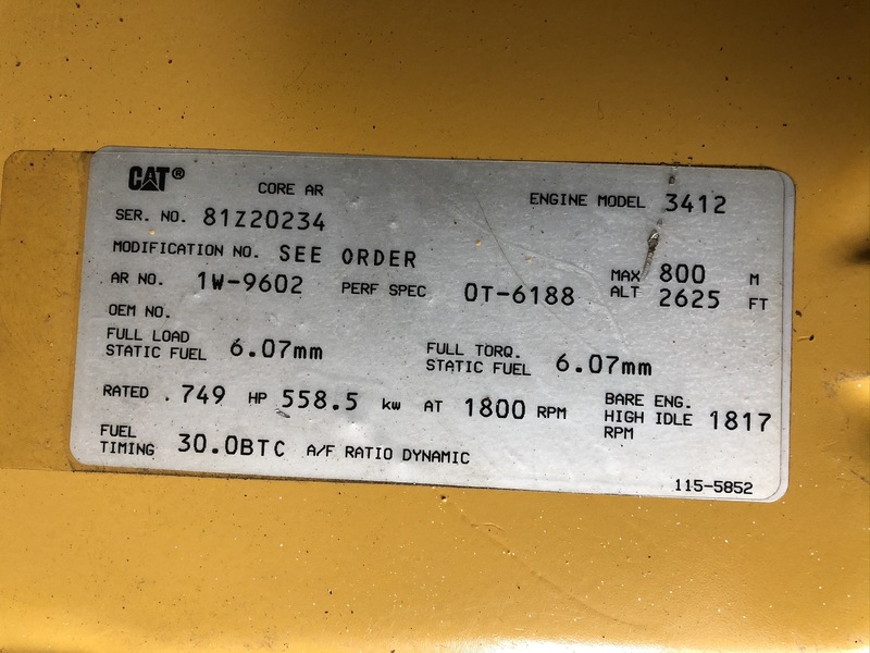 Used Caterpillar 3412 Diesel Generator 751 Hrs
