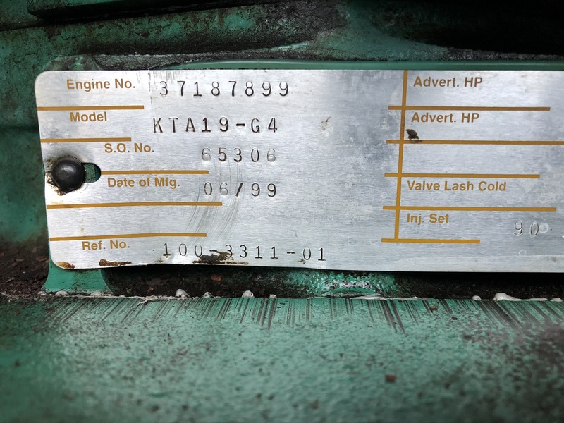 Used Cummins DFED KTA19-G4 Diesel Generator, 414 Hrs