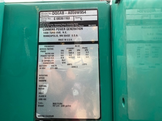 New Cummins DQGAB Diesel Generator, 0 Hrs, EPA Tier 2