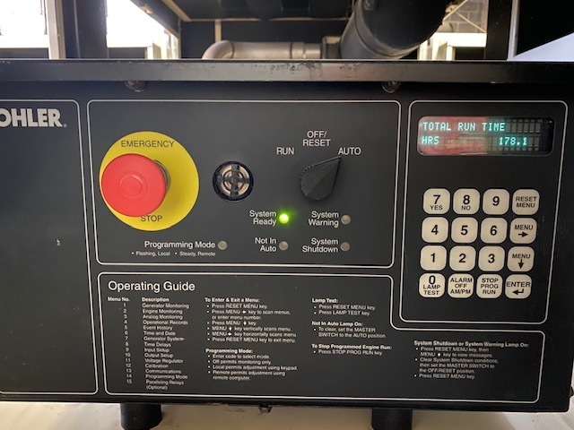 Used Kohler 60RZG Natural Gas / Propane Generator, 178 Hrs