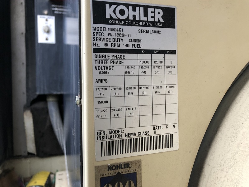 Used Kohler 100REOZJ71 Rental Grade Diesel Generator, 3281 Hrs